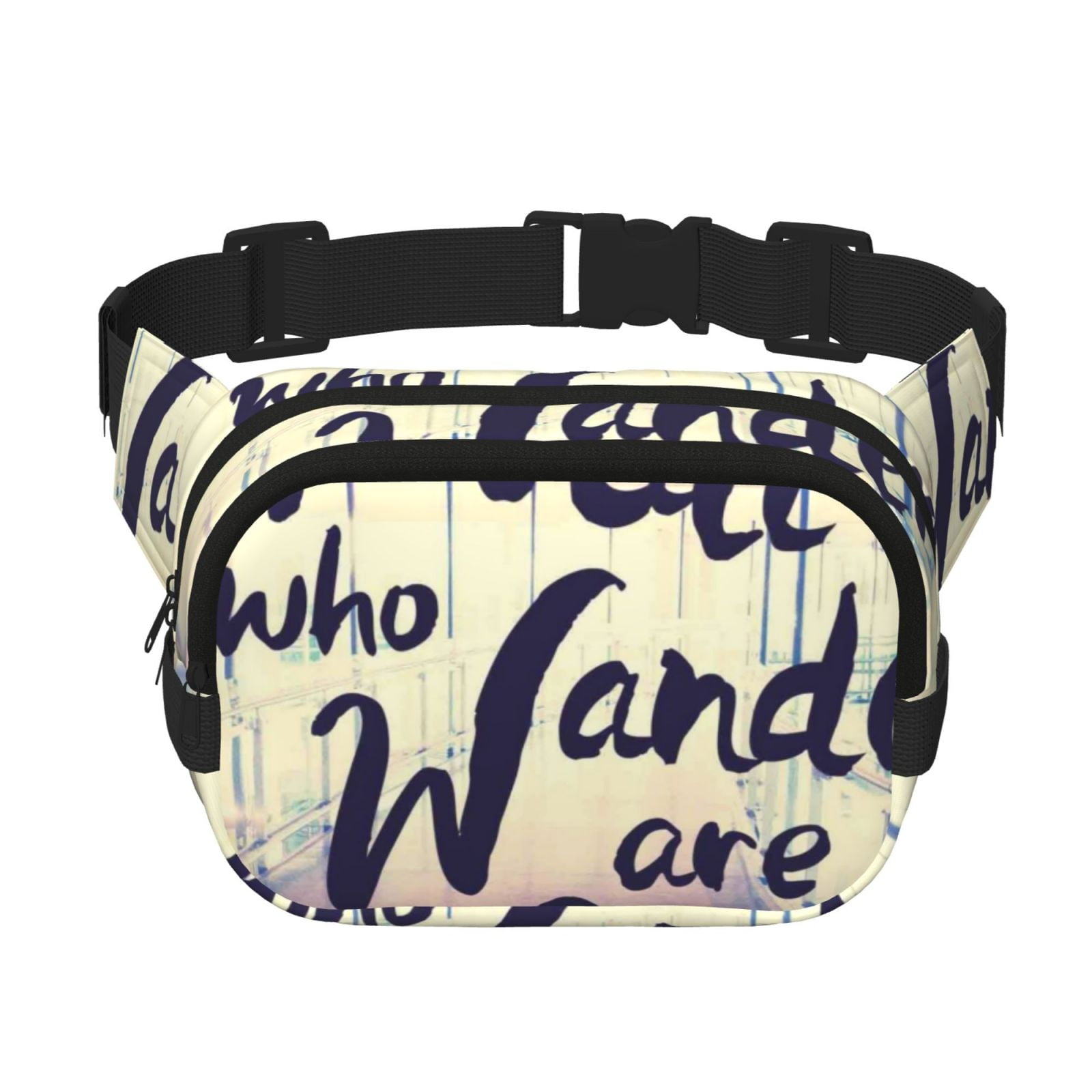 Picia Not All Those Who Wander Are Lost Print Square Double-Layer Waist Bag Mini Adjustable Waist Belt Bag Exercise Running Travel Hiking