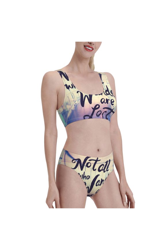 Not All Those Who Wander Are Lost Women's High Waisted Bikini Scoop Neck Swimsuit Two Pieces Bathing Suit-Medium