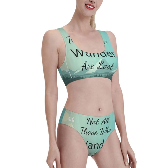 Picia Not All Those Who Wander Are Lost1 Women's High Waisted Bikini Scoop Neck Swimsuit Two Pieces Bathing Suit-Large