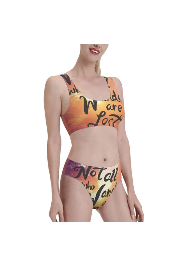 Not All Who Wander Are Lost Women's High Waisted Bikini Scoop Neck Swimsuit Two Pieces Bathing Suit-Medium