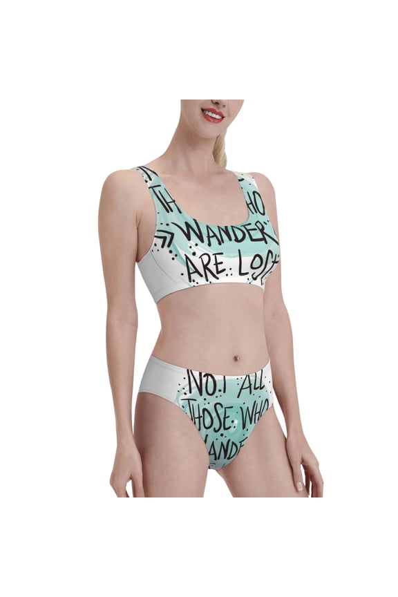 Not All Who Wander Are Lost1 Women's High Waisted Bikini Scoop Neck Swimsuit Two Pieces Bathing Suit-Large