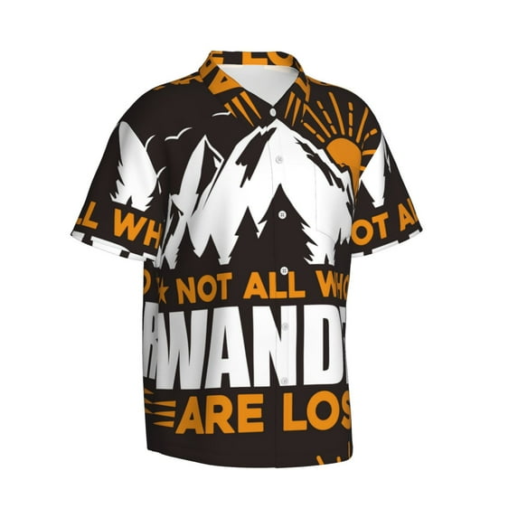 Picia Not All Who Wander Are Lost4 Gentle Cotton Regular Fit Short Sleeve Casual Hawaiian Shirt for Men-3X-Large