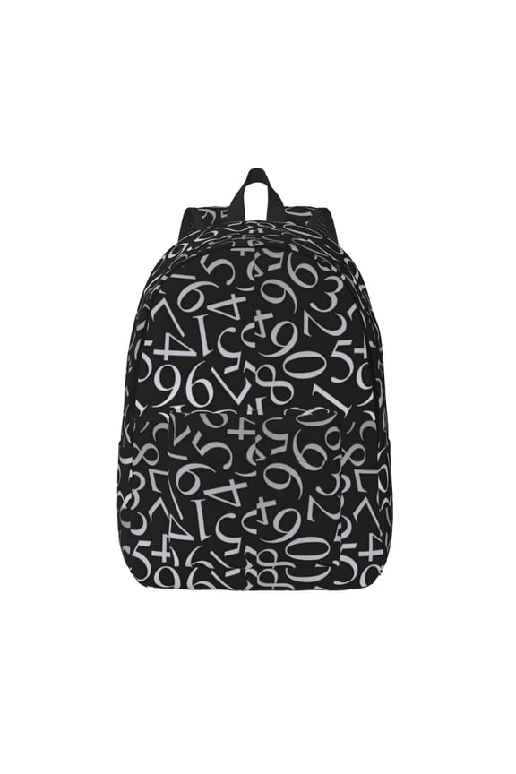 Numbers Printed Canvas Daypack - Stylish and Durable Vintage Compact Backpack - Class, Work, Travel, or Laptop Bookbag,Organized Compartments-Small