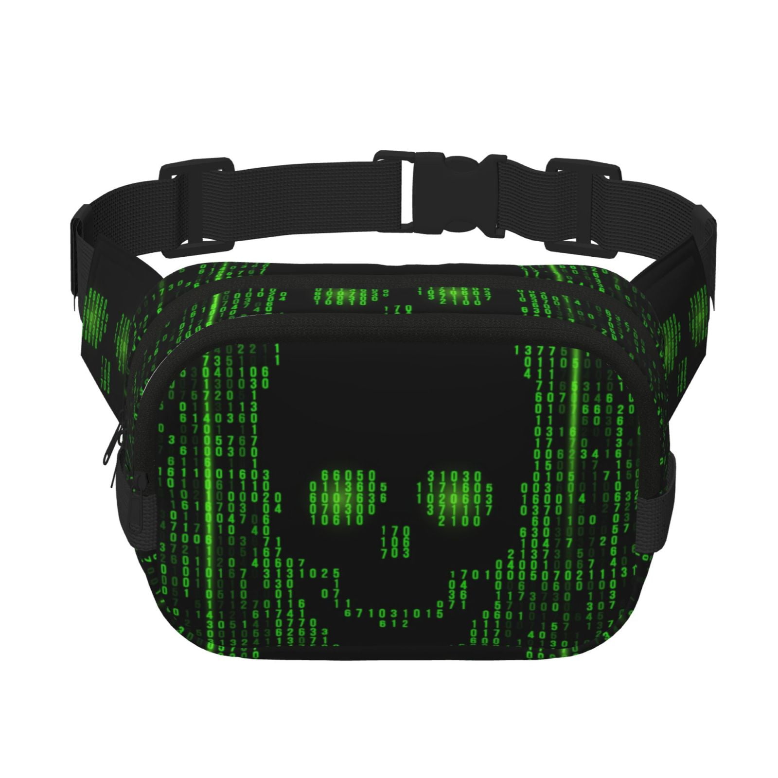 Picia Numbers Skull Print Square Double-Layer Waist Bag Mini Adjustable Waist Belt Bag Exercise Running Travel Hiking