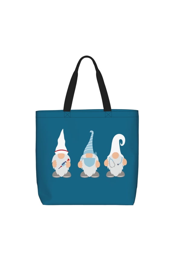Nurse Doctor Gnomes for Tote Bag for Women with Zipper, Gym Tote with Compartments, Laptop Work Tote Nurse Dance Yoga Bag for Sport, Travel