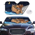 thumbnail image 1 of Picia Ocean Scene with Noah's Ark Curved Windshield Sunshade Accordion Folding Style Auto Shade for Car Truck SUV Van Blocks UV Ray Sun Visor Protector -, 1 of 7