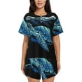 thumbnail image 1 of Picia Ocean Turtle Pajamas Sets for Women Soft Short-Sleeved Pjs with Lounge Shorts Two Piece Sleepwear-X-Large, 1 of 9