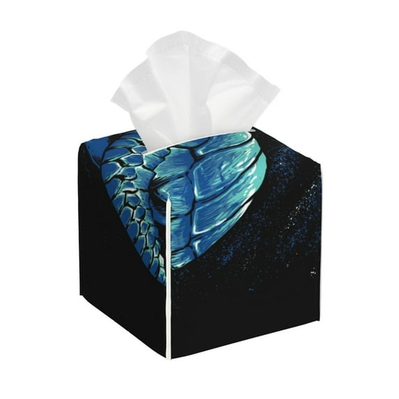 Picia Ocean Turtle Pattern Tissue Box Cover,PVC Leather Square Holder,Tissue Box Holder with Magnetic Bottom,Facial Paper Organizer Dispenser-5.2"X5.2"X5.2"