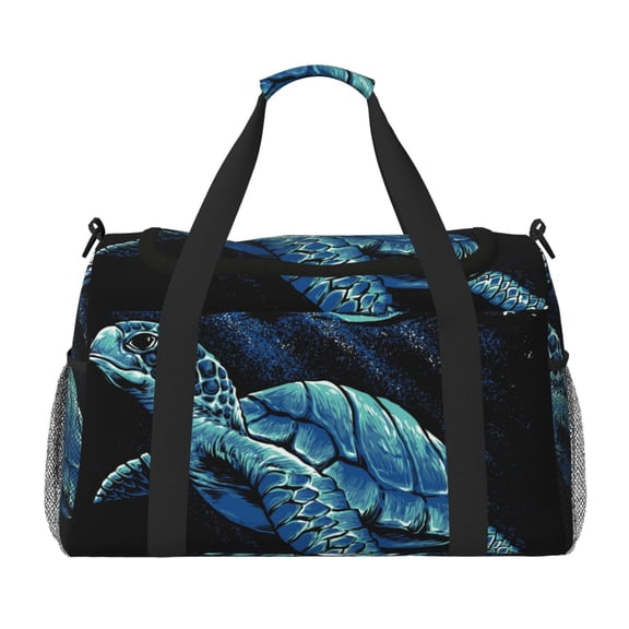 Picia Ocean Turtle Print Travel Duffle Bag,Weekender Bags for Women with Shoe Compartment, Gym Duffel Bag with Wet Pocket, Hospital Bags for Labor and Delivery