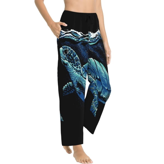 Picia Ocean Turtle Womens Soft Woven Cotton Elastic Waistband Sleep Pajama Pant Lounge Sleep Pant With Pockets And Drawstring-X-Large