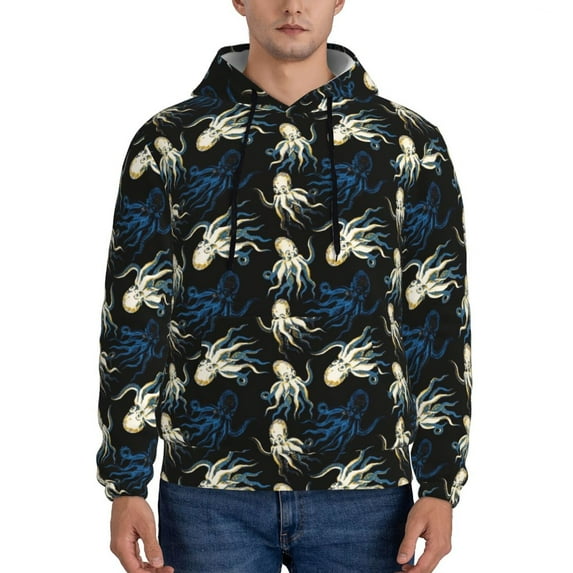Picia Octopus 1 Pattern Casual Men's Hoodie - Lightweight Hooded Sweatshirt with Kangaroo Pocket, Comfortable Pullover for Everyday, Travel-XX-Large