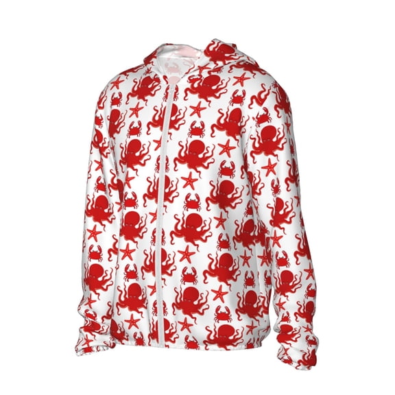 Picia Octopus Women's Men's UPF 50  Sun Protection Hoodie Shirt Long Sleeve SPF Fishing Outdoor UV Hiking Lightweight Shirts-X-Large
