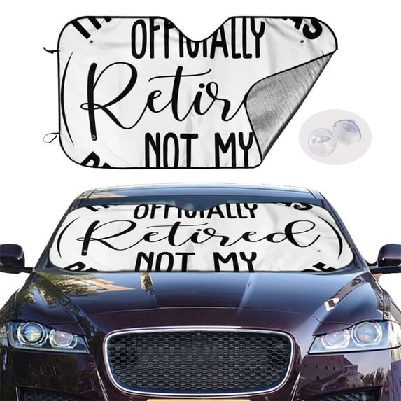 Picia Officially Retired not My Problem Anymore Curved Windshield Sunshade Accordion Folding Style Auto Shade for Car Truck SUV Van Blocks UV Ray Sun Visor Protector -