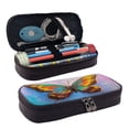thumbnail image 1 of Picia Oil Painting Beautiful Butterfly Pattern Large Capacity PU Leather Pencil Case Organizer Pen Marker Holder Double Zipper Storage Bag Big Pencil Pouch for College Office, 1 of 6