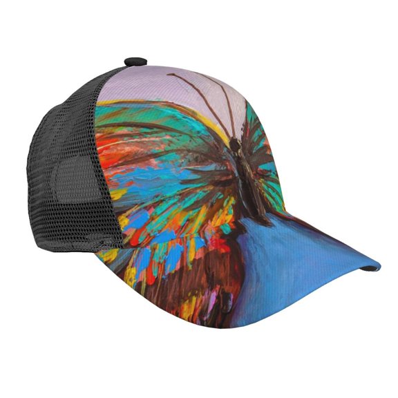 Picia Oil Painting Beautiful Butterfly Pattern Trucker Hat,Baseball Cap,Sun Protection Cap,Stylish Headwear,Leisure Cap,Outdoor Sports Cap
