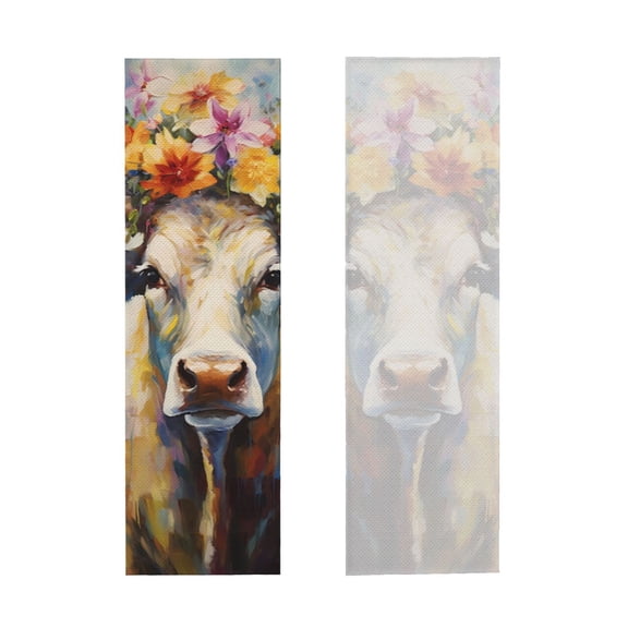 Picia Oil Painting Flower Cow Pattern Cooling Towels (40"x12") Cool Towel, Cold Towel, Microfiber Soft Breathable Chilly Ice Towel