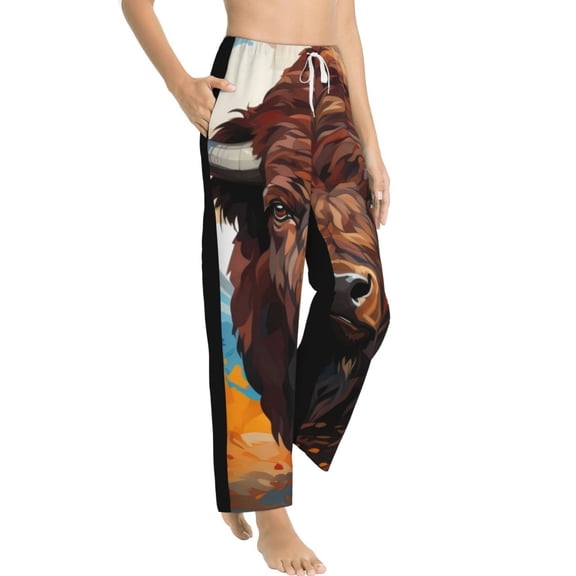 Picia Oil Painting Style Iceberg Yak Womens Soft Woven Cotton Elastic Waistband Sleep Pajama Pant Lounge Sleep Pant With Pockets And Drawstring-X-Large