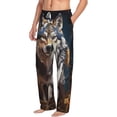 thumbnail image 1 of Picia Oil Painting Tribal Wolf Mens Soft Woven Cotton Elastic Waistband Sleep Pajama Pant Lounge Sleep Pant With Pockets And Drawstring-Small, 1 of 9