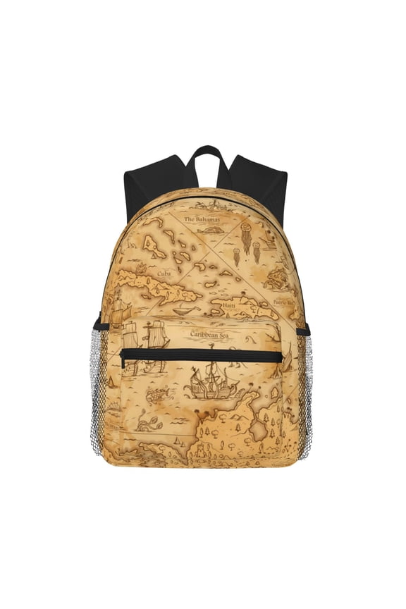 Old Vintage Map Of Sea Large Capacity Backpack Classic Style Backpack Casual Backpack Water-Resistant School Work Travel Outdoor Backpack