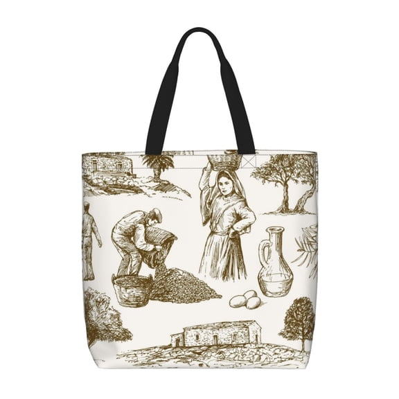 Picia Olive Picking for Tote Bag for Women with Zipper, Gym Tote with Compartments, Laptop Work Tote Nurse Dance Yoga Bag for Sport, Travel