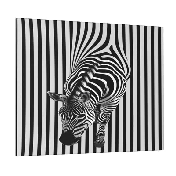 Picia Optical Zebra Illusion Pattern Decorative Picture – Unique Wall Art, Modern Canvas Print for Trendy Interiors (Horizontal)