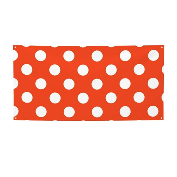 Picia Orange And White Polka Dot1 Pattern Party Banner, Festive Decoration, Holiday Banner, Celebration Decor, Event Banner, Reusable Party Banner-Small