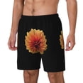 thumbnail image 1 of Picia Orange Dalia pattern Mens Swim Trunks with Compression Liner Stretch Beach Shorts Quick Dry with Zipper Pockets No-Chafing Board Shorts-XX-Large, 1 of 9