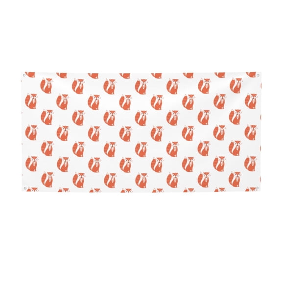Picia Orange Fox Pattern Party Banner, Festive Decoration, Holiday Banner, Celebration Decor, Event Banner, Reusable Party Banner-Small