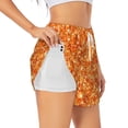 thumbnail image 1 of Picia Orange Glitter Pattern Women's 2 in 1 Athletic Running Shorts High Waisted Workout Casual Gym Sweat Shorts with Comfy Liner Zipper Pockets-XX-Large, 1 of 9