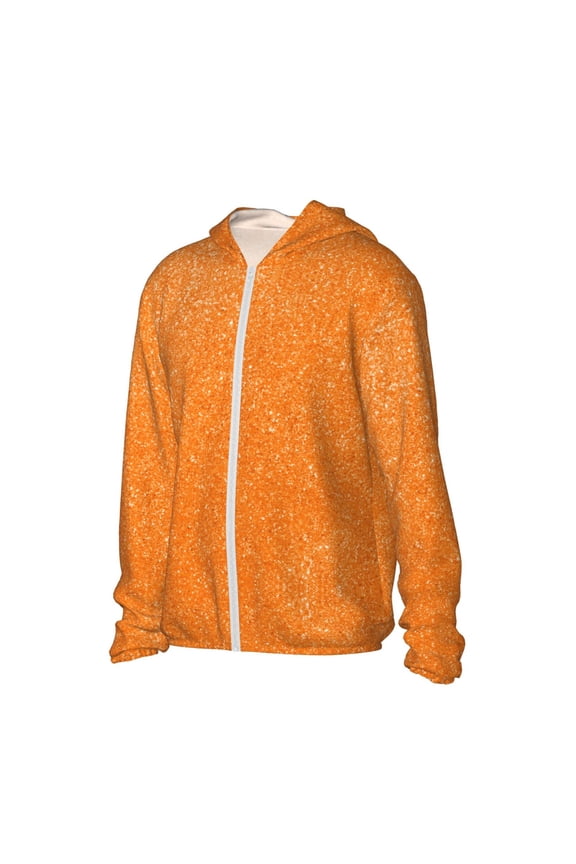 Orange Glitter2 Women's Men's UPF 50+ Sun Protection Hoodie Shirt Long Sleeve SPF Fishing Outdoor UV Hiking Lightweight Shirts-Large