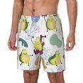 Picia Orange Green Avocado pattern Mens Swim Trunks with Compression