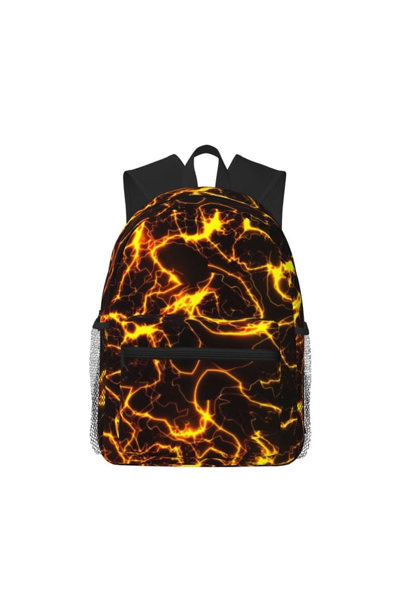 Orange Lightning Large Capacity Backpack Classic Style Backpack Casual Backpack Water-Resistant School Work Travel Outdoor Backpack