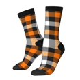thumbnail image 1 of Picia Orange Plaid Print Athletic Socks for Men & Women – Cushioned Moisture-Wicking Crew Socks for Sports, Running, and Training, Soft & Breathable Size 5-11, 1 of 6