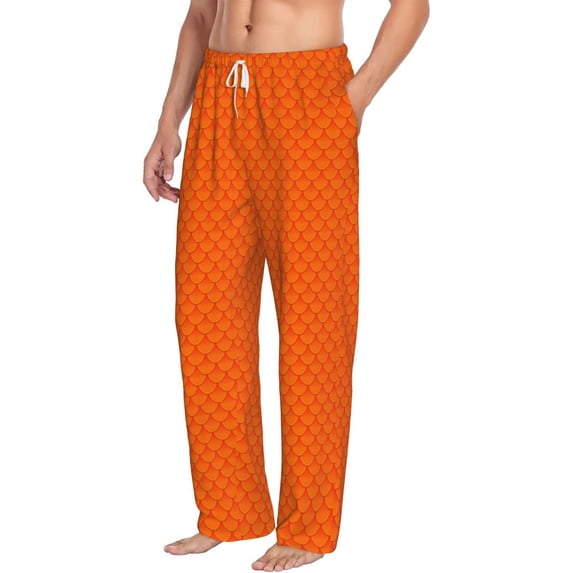 Picia Orange Scales Mens Soft Woven Cotton Elastic Waistband Sleep Pajama Pant Lounge Sleep Pant With Pockets And Drawstring-Large