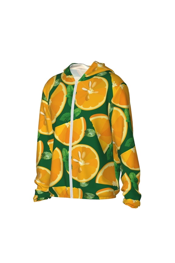 Orange Women's Men's UPF 50+ Sun Protection Hoodie Shirt Long Sleeve SPF Fishing Outdoor UV Hiking Lightweight Shirts-X-Large