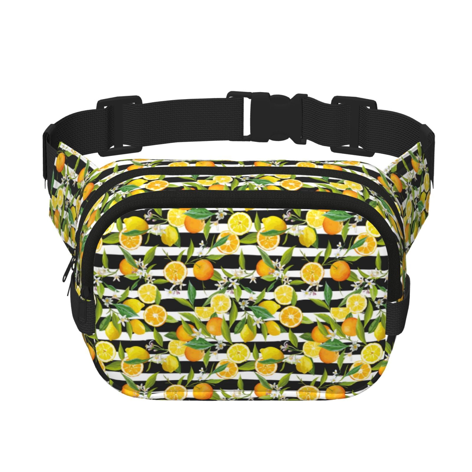 Picia Orange and Lemon Print Square Double-Layer Waist Bag Mini Adjustable Waist Belt Bag Exercise Running Travel Hiking
