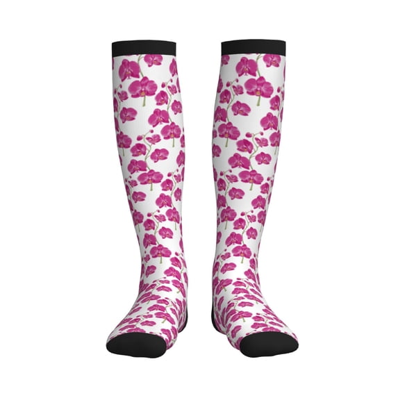 Picia Orchids Flowers Printed Sports Compression Socks - 15-20mmHg Graduated Compression, High-Performance Soft and Breathable Socks for Men and Women