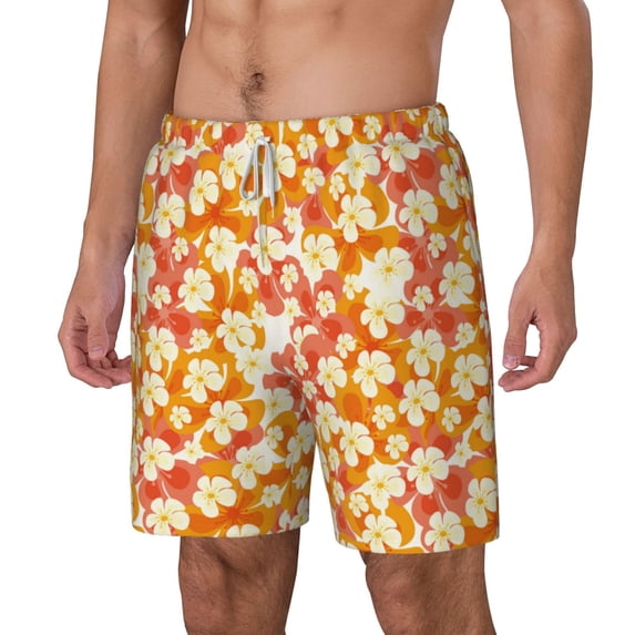 Picia Orchids Flowers pattern Mens Swim Trunks with Compression Liner Stretch Beach Shorts Quick Dry with Zipper Pockets No-Chafing Board Shorts-3X-Large