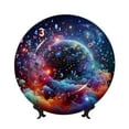 thumbnail image 1 of Picia Outer Space Floating Numbers And Letters Pattern Bone China Decorative Plate – Wall Decor with Stand and Adhesive, Elegant Ornament for Living Room, Office, or Entryway-7in, 1 of 6