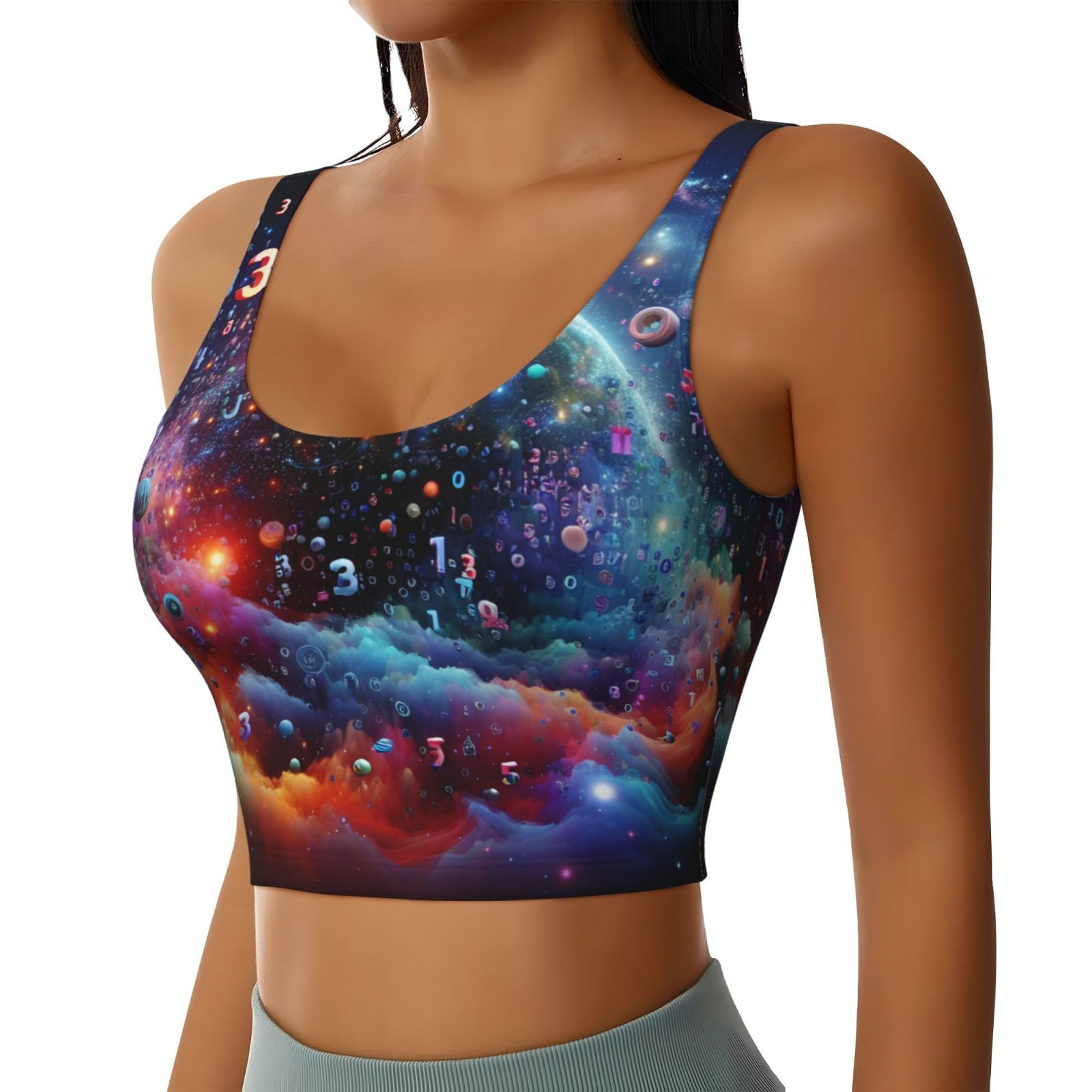 Blue Geomagnetic Storm Galaxy Space Print Women Sports Bra