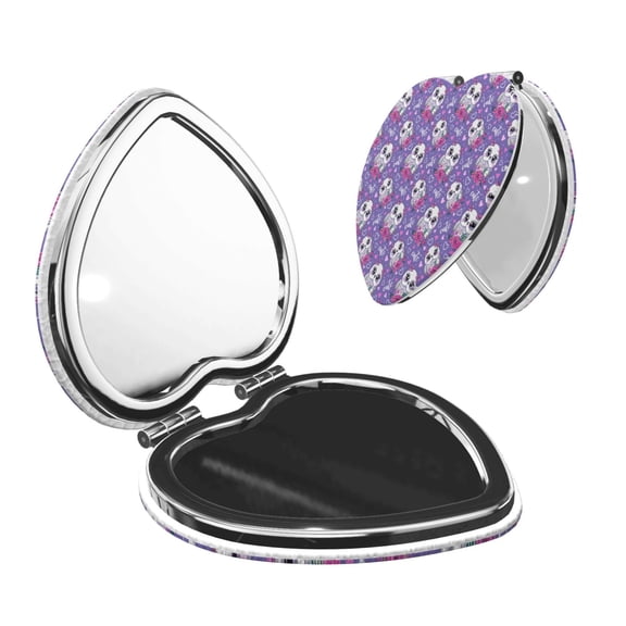 Picia Owl And Flowers for Compact Vanity Mirror , Travel Makeup Mirror , Portable Magnifying Cosmetic Mirror for Daily, Work, Business-Heart Shape