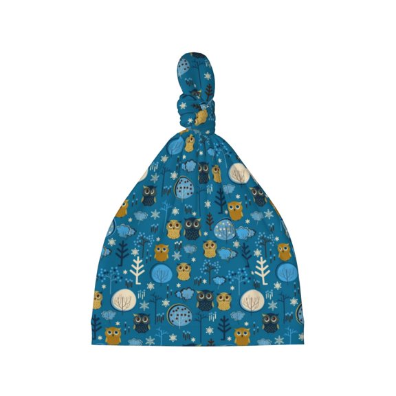 Picia Owls And Trees Printed Preemie Hats for Baby Girls Cotton Premature Knot Hats Newborn Hospital Cap Warm Knot Beanie Nicu for Preemie Girls and Boys