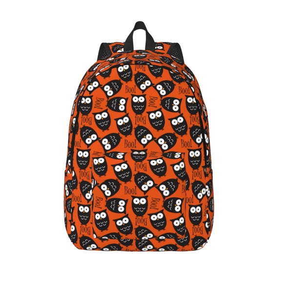 Picia Owls And Boo Printed Canvas Daypack - Stylish and Durable Vintage Compact Backpack - Class, Work, Travel, or Laptop Bookbag,Organized Compartments-Small