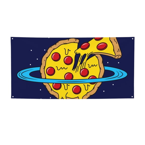 Picia PLANETA EN FORMA DE PIZZA Pattern Party Banner, Festive Decoration, Holiday Banner, Celebration Decor, Event Banner, Reusable Party Banner-Small