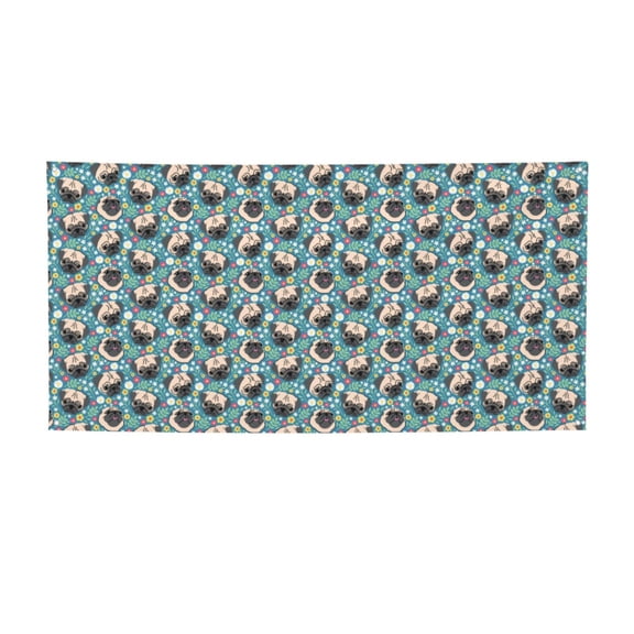 Picia PUG HEAD And Flower Pattern Party Banner, Festive Decoration, Holiday Banner, Celebration Decor, Event Banner, Reusable Party Banner-Small