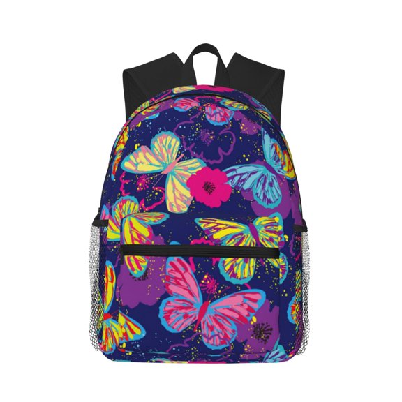 Picia Paint Butterflies Large Capacity Backpack Classic Style Backpack Casual Backpack Water-Resistant School Work Travel Outdoor Backpack