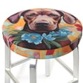 thumbnail image 1 of Picia Painted Flower Puppy pattern Round Stool Covers Comfy Seat Covers Stretch Removable WashableChair Slipcover Round Bar Chair Cushion Cover-14 inch, 1 of 7
