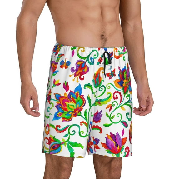 Picia Paisley Pajama Shorts for Men, Men's Pajama Bottoms, Sleepwear,Short Pajama Pants-X-Large
