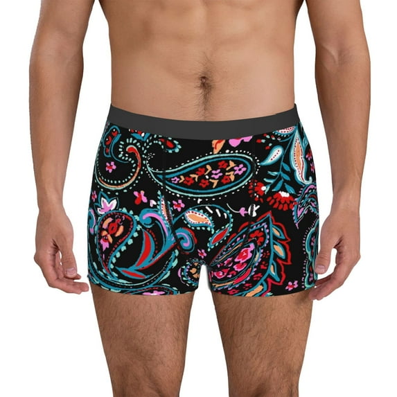 Picia Paisley Pattern Men’s Boxer Briefs – Soft & Breathable Underwear, Stretchy & Comfortable Fit, Supportive Pouch Design, Moisture-Wicking-Large