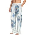 thumbnail image 1 of Picia Pale Blue Lotus Flowers Mens Soft Woven Cotton Elastic Waistband Sleep Pajama Pant Lounge Sleep Pant With Pockets And Drawstring-Large, 1 of 9